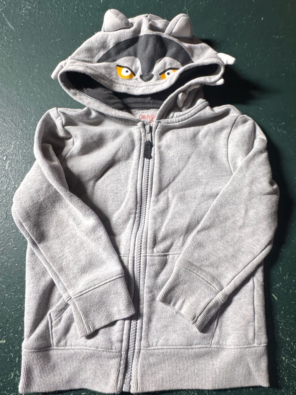 Cat and Jack Kids Gray Wolf Hooded Zip-Up Sweatshirt - 4T